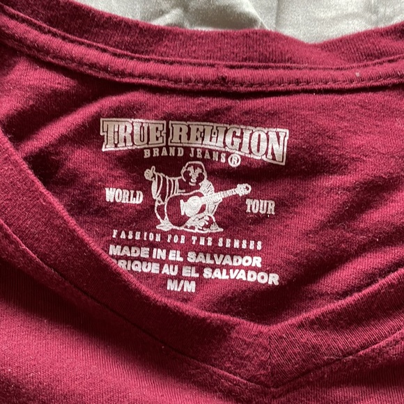 Maroon True Religion V-Neck T-Shirt - Picture 3 of 3